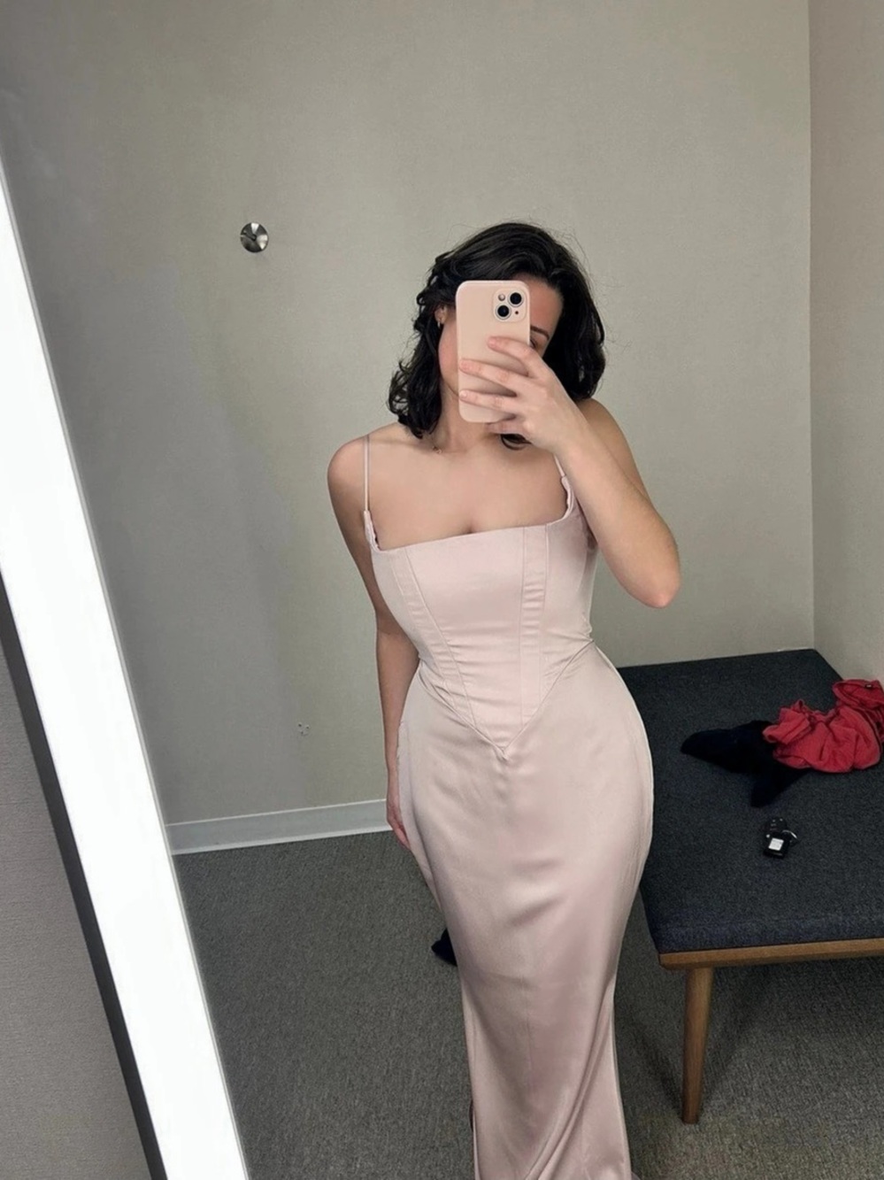 House of CB Charmaine Corset Satin Maxi Dress Pink